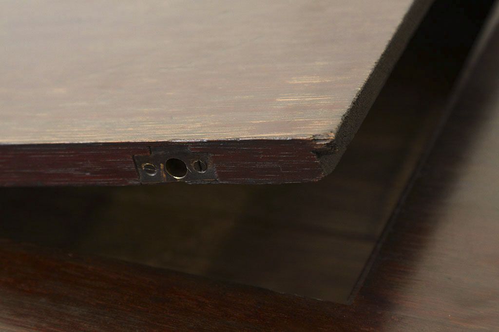 アンティーク家具　珍品!古い木の中抜き丸型ちゃぶ台