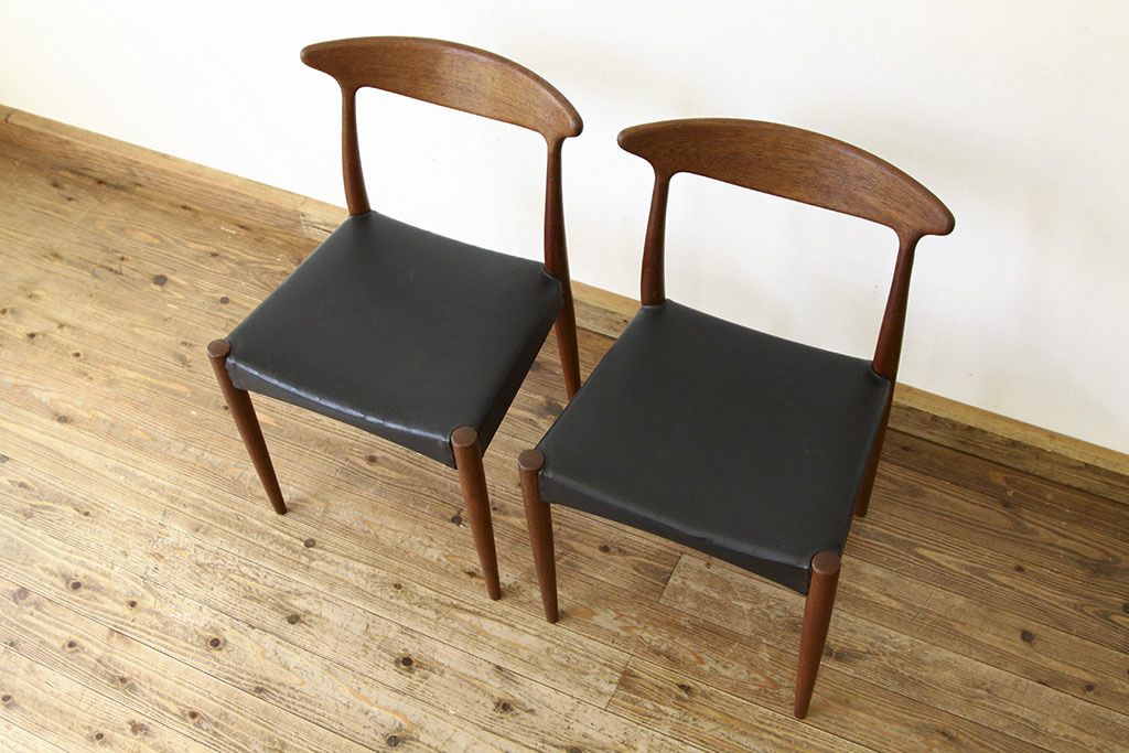 ヴィンテージ家具　北欧ビンテージダイニングチェア2脚セット?1960年代(ミッドセンチュリー・デンマーク)