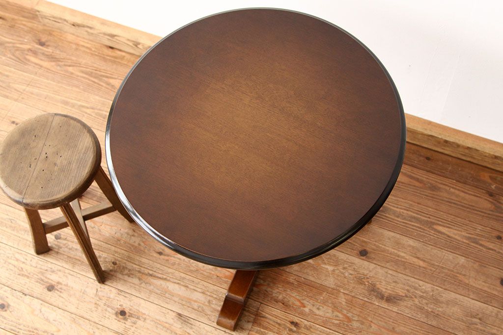 中古　飛騨産業穂高丸型カフェテーブル?キツツキ　オケージョナルテーブル