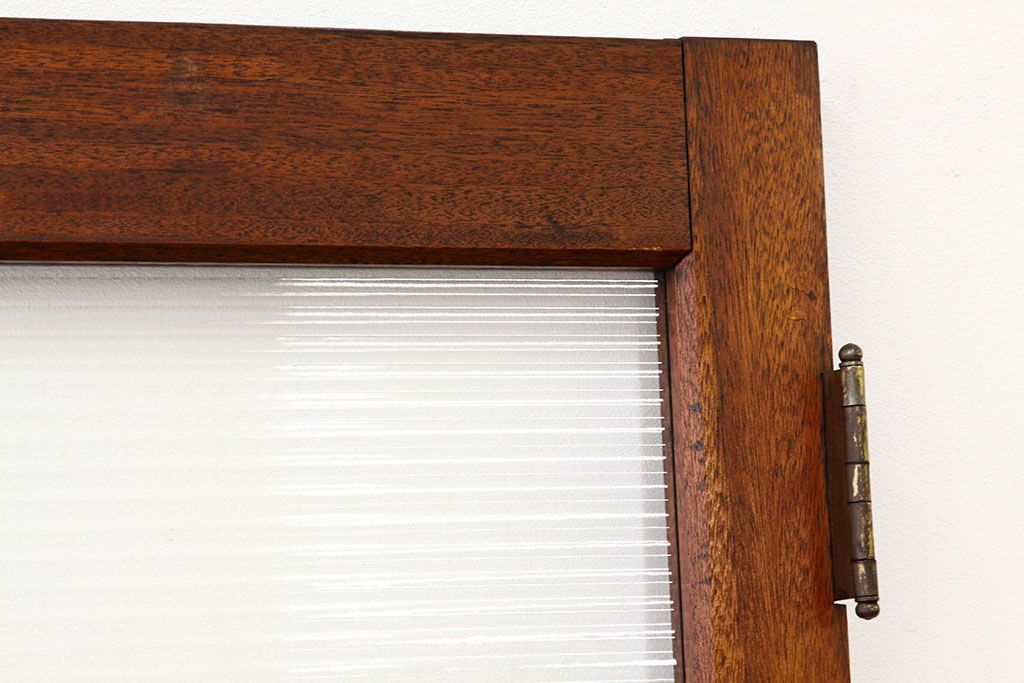 アンティーク　古い木のモールガラス観音開きドアセット(扉・建具)