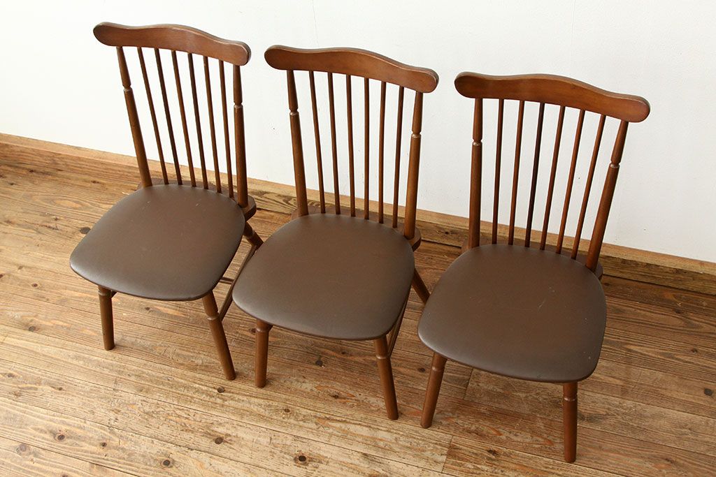 アンティーク家具　☆脚カット有りダイニングチェア3脚セット(いす椅子)
