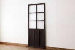 アンティーク　古い木のモールガラス1枚(扉・建具)