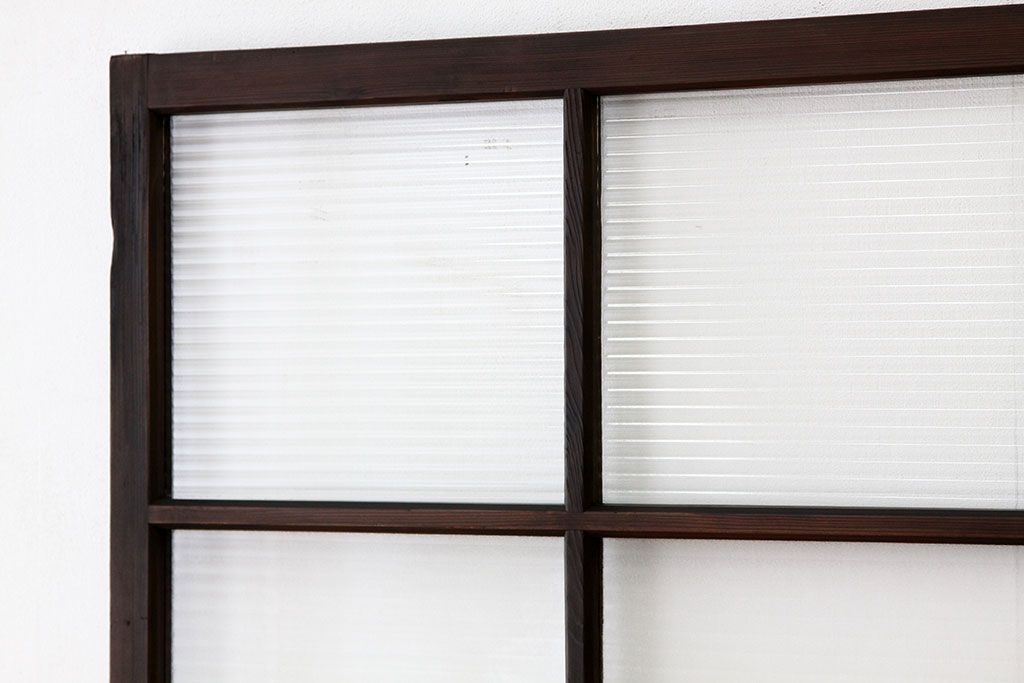 アンティーク　古い木のモールガラス1枚(扉・建具)