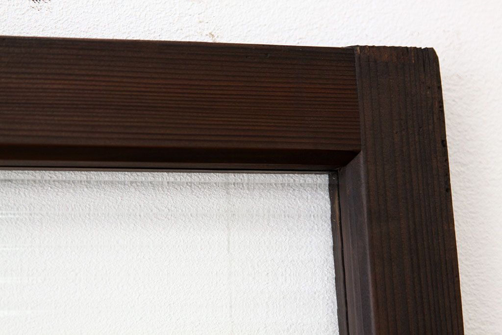 アンティーク　古い木のモールガラス1枚(扉・建具)