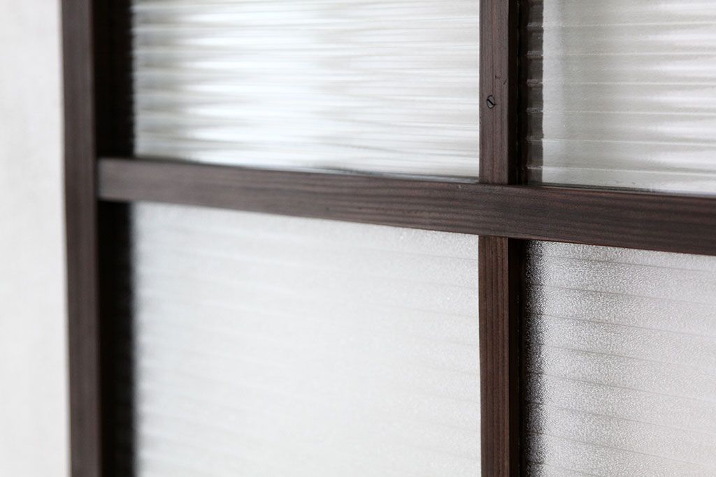 アンティーク　古い木のモールガラス1枚(扉・建具)
