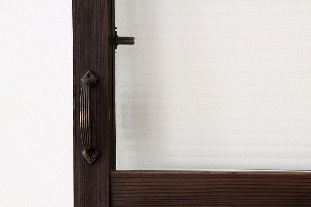 アンティーク　古い木のモールガラス1枚(扉・建具)