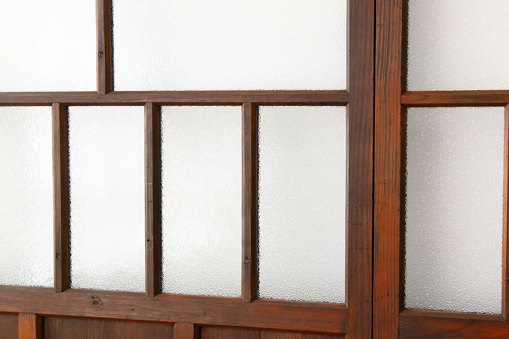 昭和レトロ　古い木のダイヤガラス引き戸3枚セット(アンティークガラス戸)