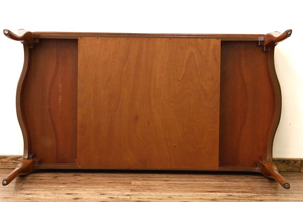 中古　イタリア製　象嵌入りダイニングテーブル(エクステンションテーブル)