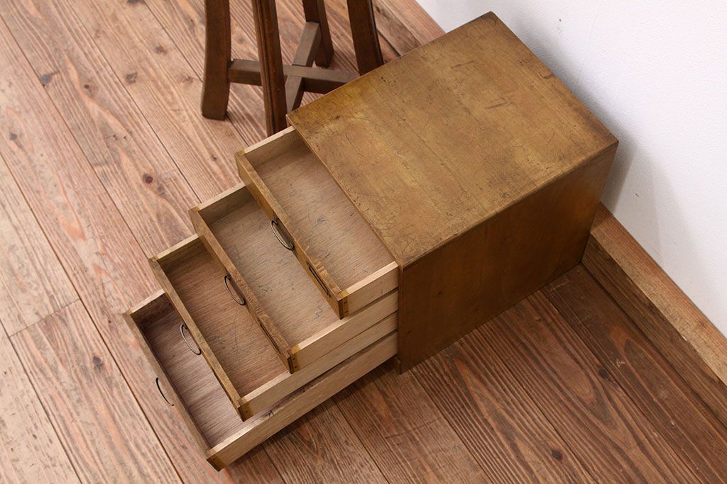 レトロ家具　昭和レトロ　ネームプレート付き小引き出し(アンティーク)
