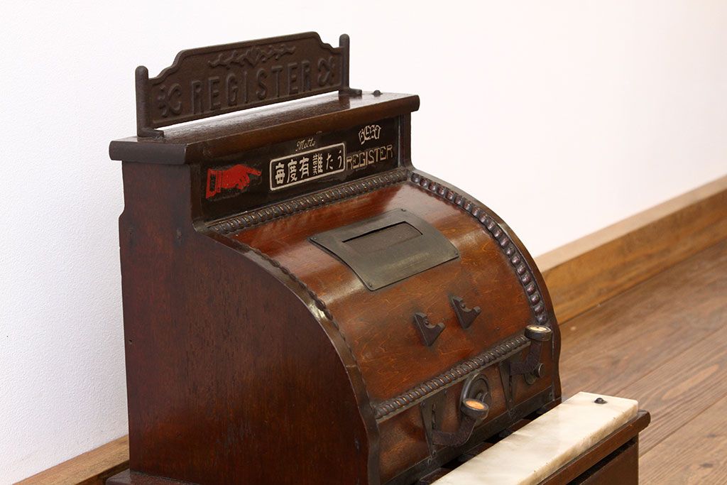 アンティーク雑貨　古い木のアンティークレジスター(戦前昭和レトロ)金銭登録機(キャッシャー)