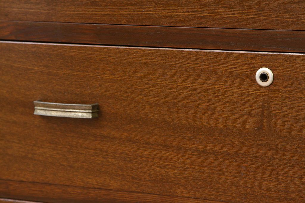 レトロ家具　☆昭和レトロ　モールガラスの二段重ねチェスト(箪笥・たんす・ドロワー)