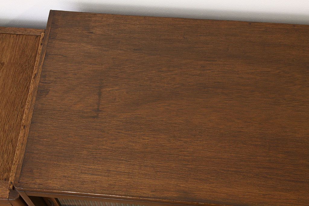 レトロ家具　☆昭和レトロ　モールガラスの二段重ねチェスト(箪笥・たんす・ドロワー)