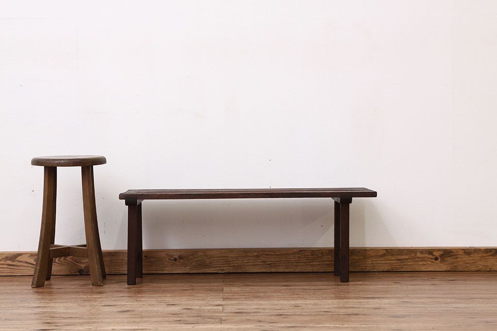レトロ家具　昭和レトロ　使いこまれた古い木の小さな作業台(テーブル)