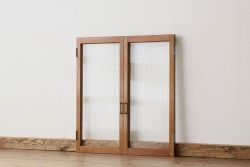 昭和レトロ　シンプルなモールガラス観音扉窓セット?