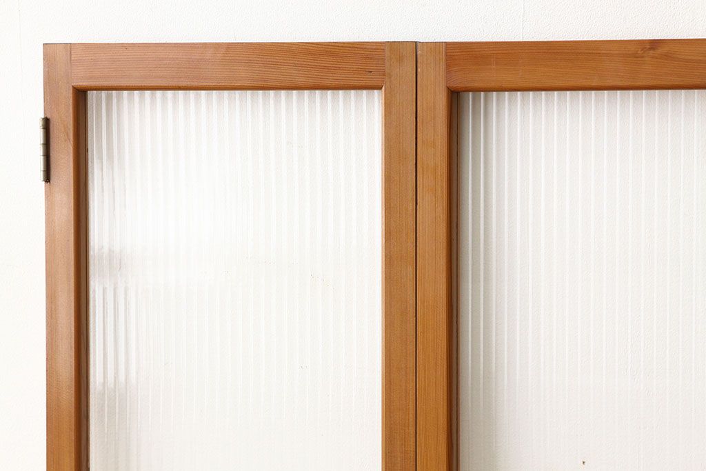 昭和レトロ シンプルなモールガラス観音扉窓セット? ラフジュ工房
