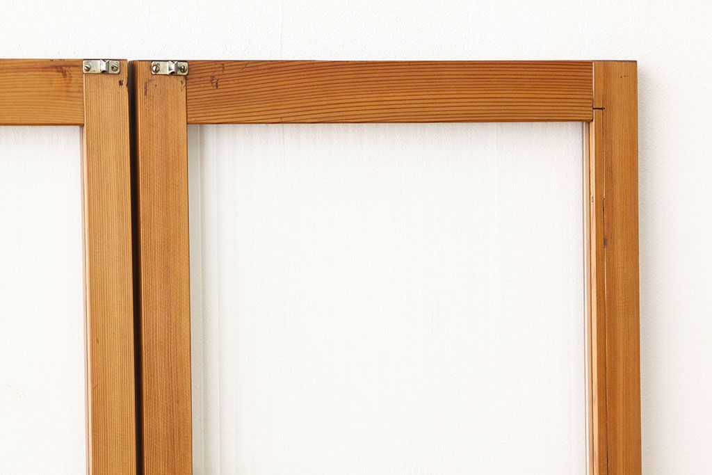 昭和レトロ　シンプルなモールガラス観音扉窓セット?
