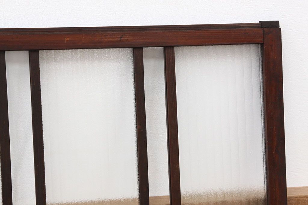 昭和レトロ 古い木のペイント銀モールガラス窓4枚セット(ガラス戸) | ラフジュ工房