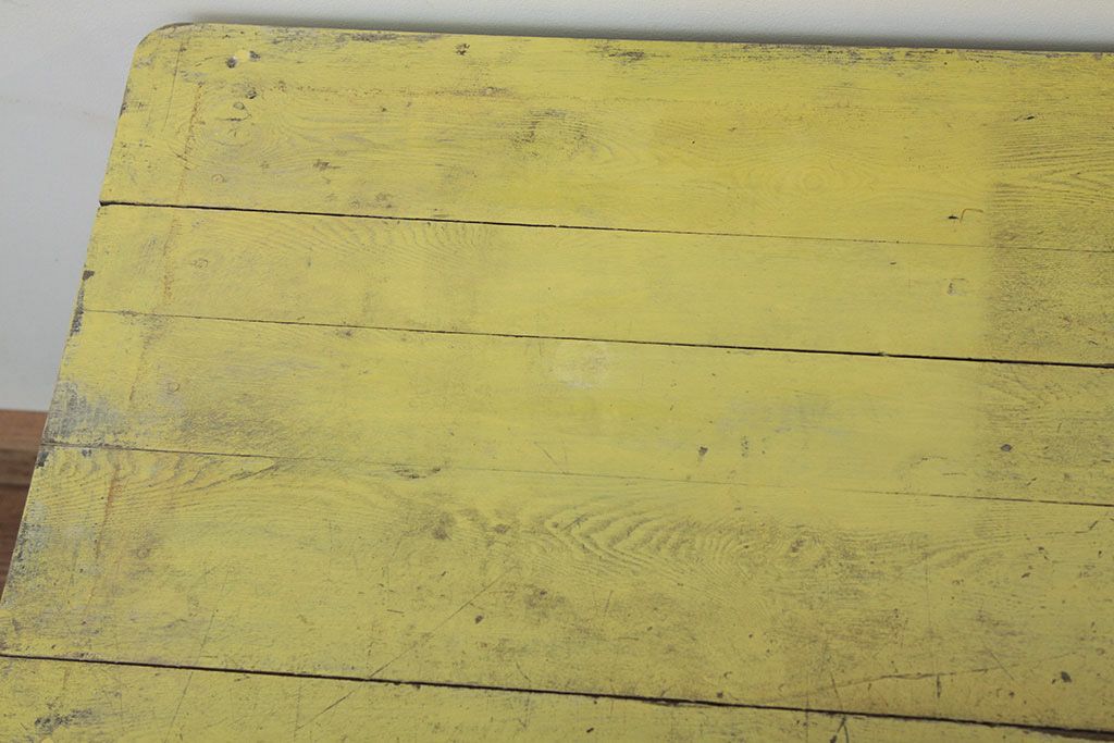 レトロ家具　★昭和レトロ 引き出し付きペイント作業台(テーブル・机)