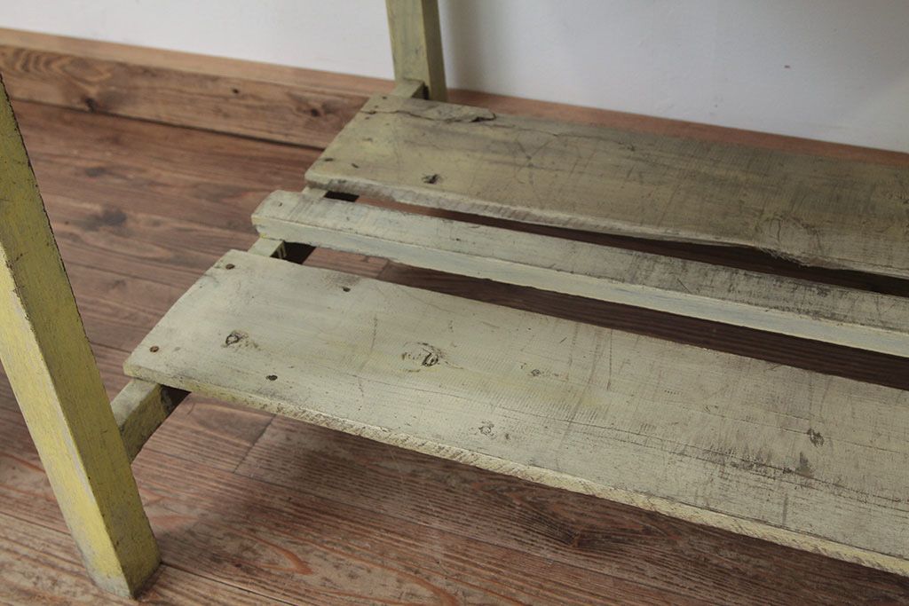 レトロ家具　★昭和レトロ 引き出し付きペイント作業台(テーブル・机)
