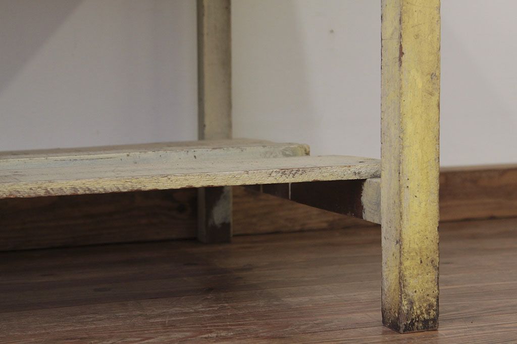 レトロ家具　★昭和レトロ 引き出し付きペイント作業台(テーブル・机)