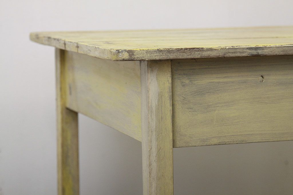 レトロ家具　★昭和レトロ 引き出し付きペイント作業台(テーブル・机)
