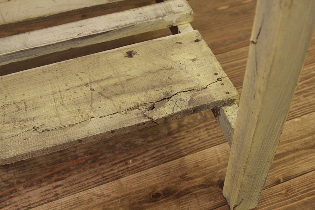 レトロ家具　★昭和レトロ 引き出し付きペイント作業台(テーブル・机)
