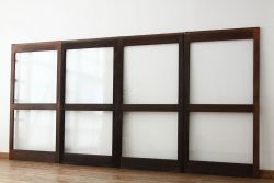 アンティーク　古い無垢材のガラス戸4枚セット?(引き戸・建具)