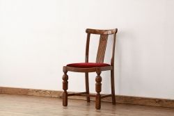 中古　海外輸入品オーク無垢材ダイニングチェア1脚(イス・椅子・いす)
