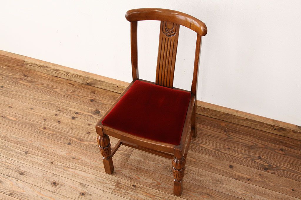 中古　海外輸入品オーク無垢材ダイニングチェア1脚(イス・椅子・いす)