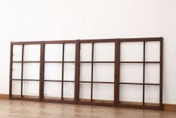 昭和レトロ　古い木のアンティークガラス戸4枚セット(引き戸・窓)