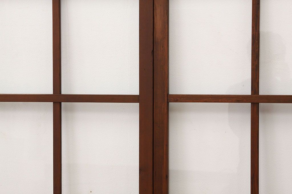 昭和レトロ　古い木のアンティークガラス戸4枚セット(引き戸・窓)