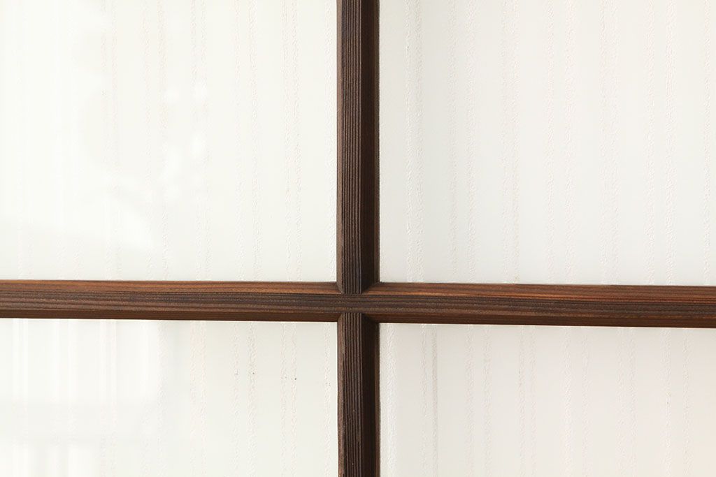 和製アンティーク　ストライプ模様のレトロガラスがかわいい引き戸2枚セット(窓)