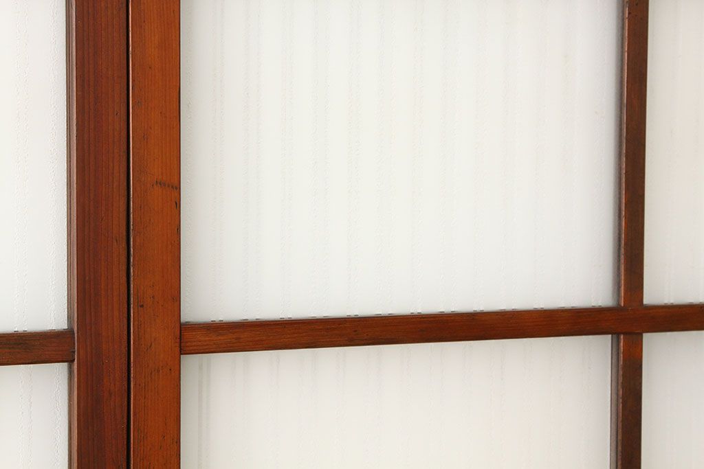 和製アンティーク　ストライプ模様のレトロガラスがかわいい引き戸2枚セット(窓)