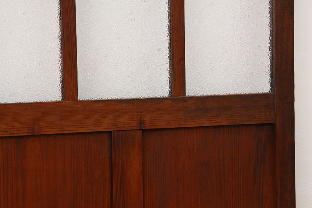 アンティーク　古い木の細身なダイヤガラス戸4枚セット(引き戸)