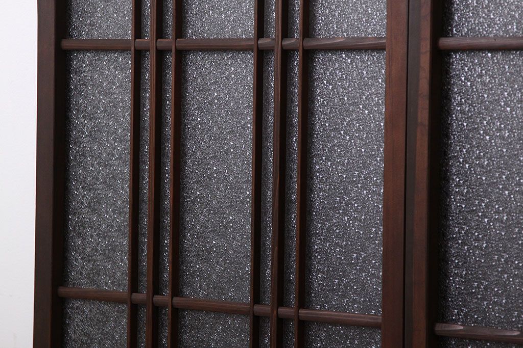 アンティーク　古い木の細身のダイヤガラス入り引き戸4枚セット(ガラス戸)