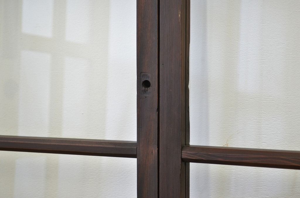 古民具　骨董　古い木のガラス引き戸4枚セット(アンティーク、扉)