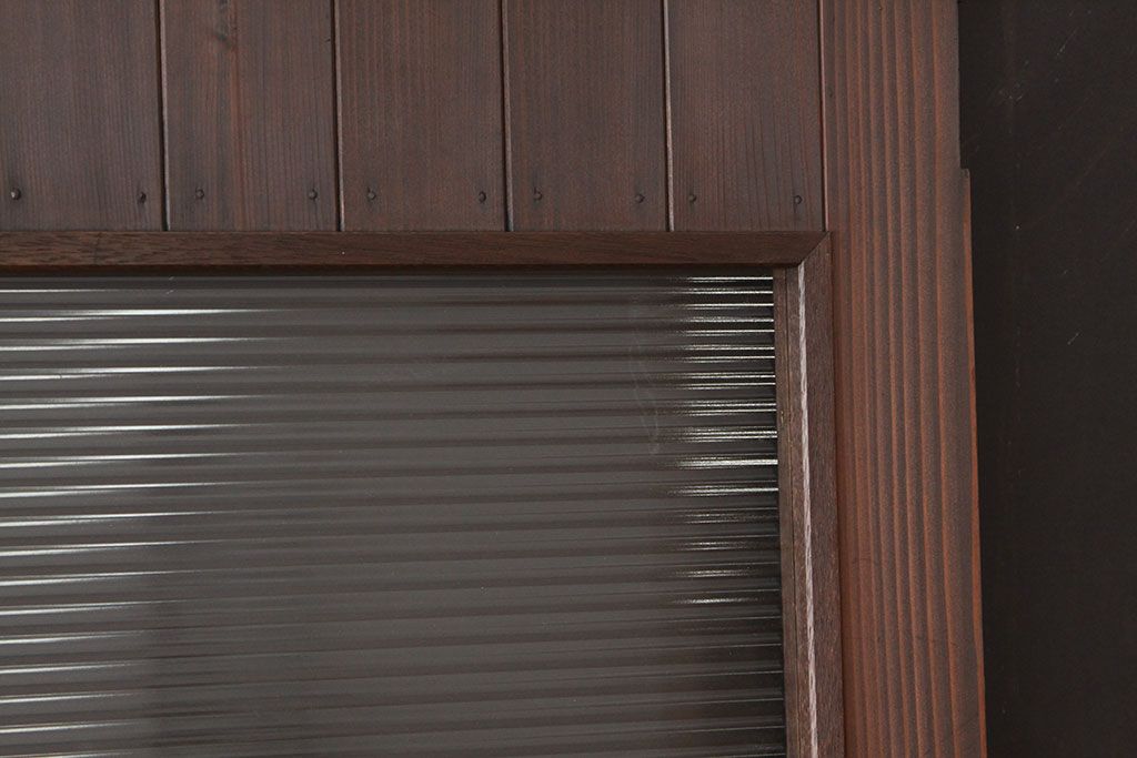 アンティーク　古い木のモールガラス入りドア1枚(扉・建具)