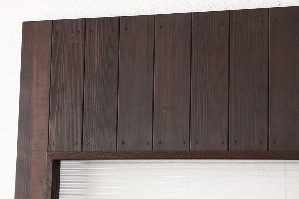 アンティーク　古い木のモールガラス入りドア1枚(扉・建具)