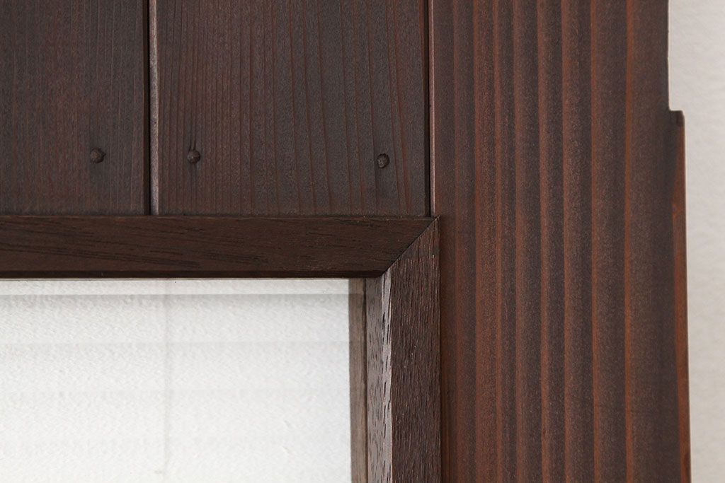 アンティーク　古い木のモールガラス入りドア1枚(扉・建具)