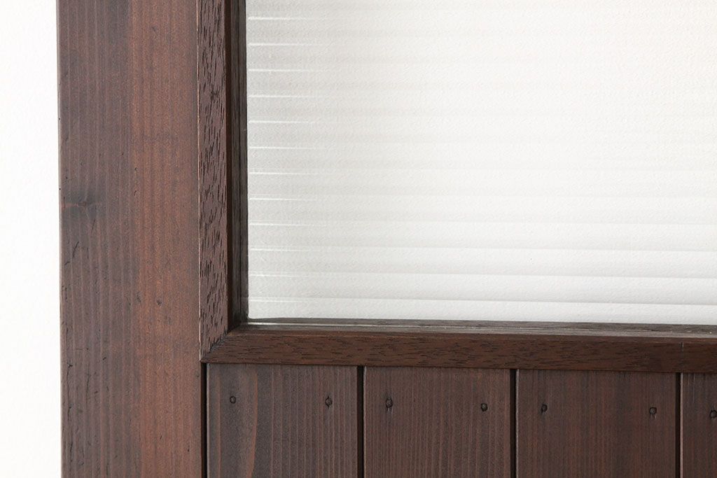アンティーク　古い木のモールガラス入りドア1枚(扉・建具)