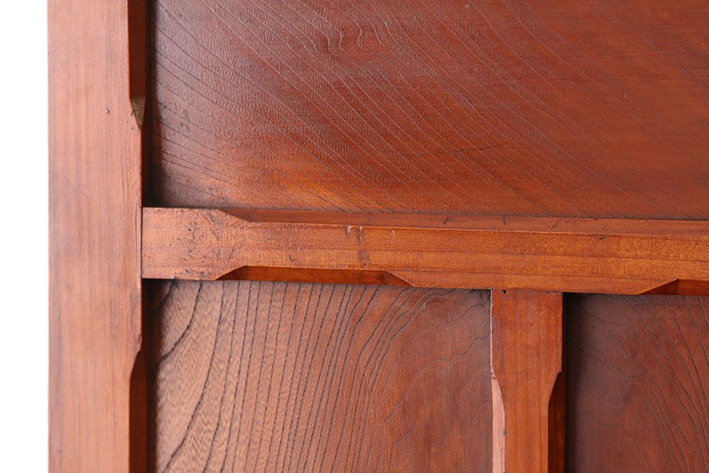 アンティーク　鏡板が欅無垢材のスリムな観音開きドア(扉)