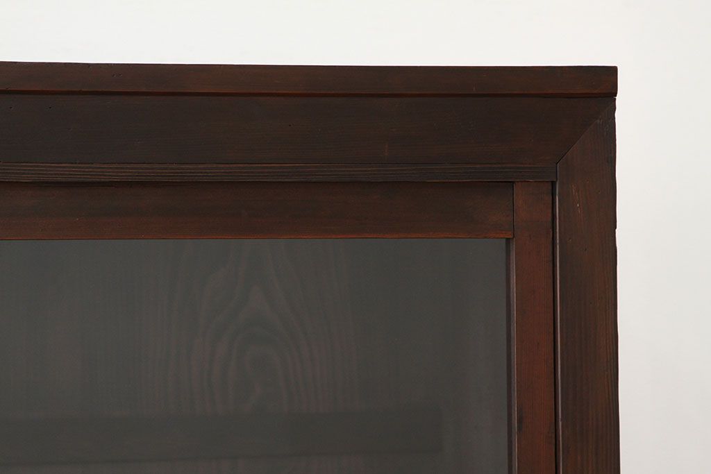 アンティーク家具　アンティーク　引き出し付き二段重ね収納棚(ガラスケース・ショーケース・食器棚)
