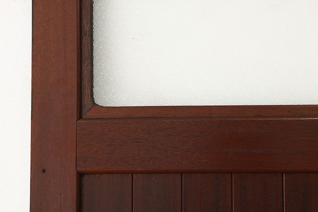 昭和レトロ　大振りなペイントダイヤガラスドア1枚(扉・加工跡有)