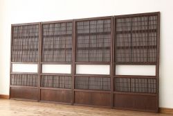 アンティーク　裏障子付格子戸4枚セット(建具・引き戸)