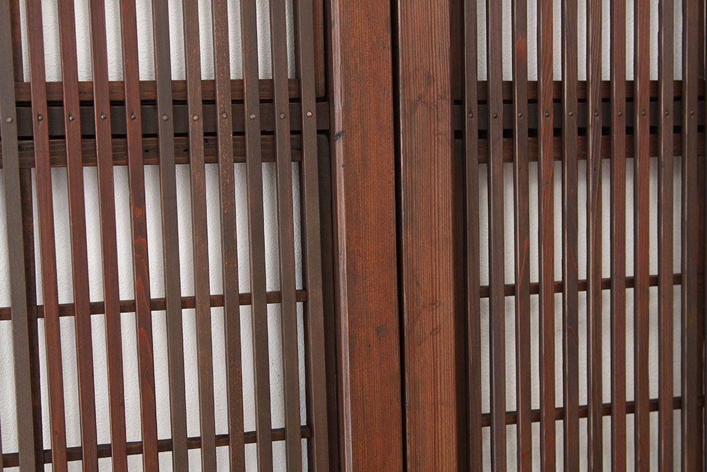アンティーク　裏障子付格子戸4枚セット(建具・引き戸)