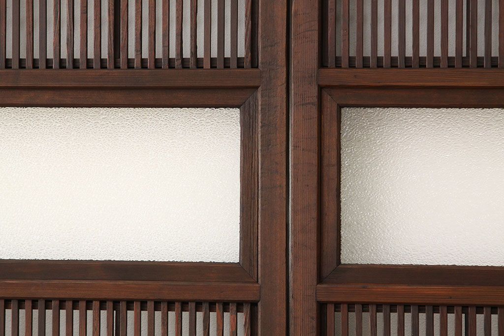アンティーク　裏障子付格子戸4枚セット(建具・引き戸)