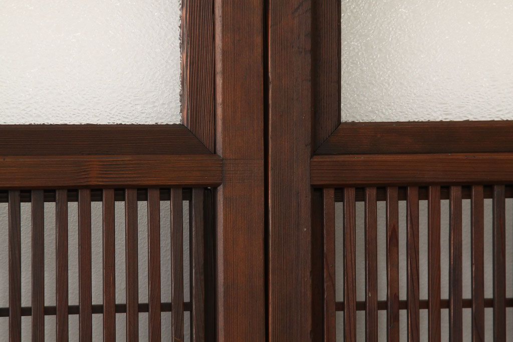 アンティーク　裏障子付格子戸4枚セット(建具・引き戸)