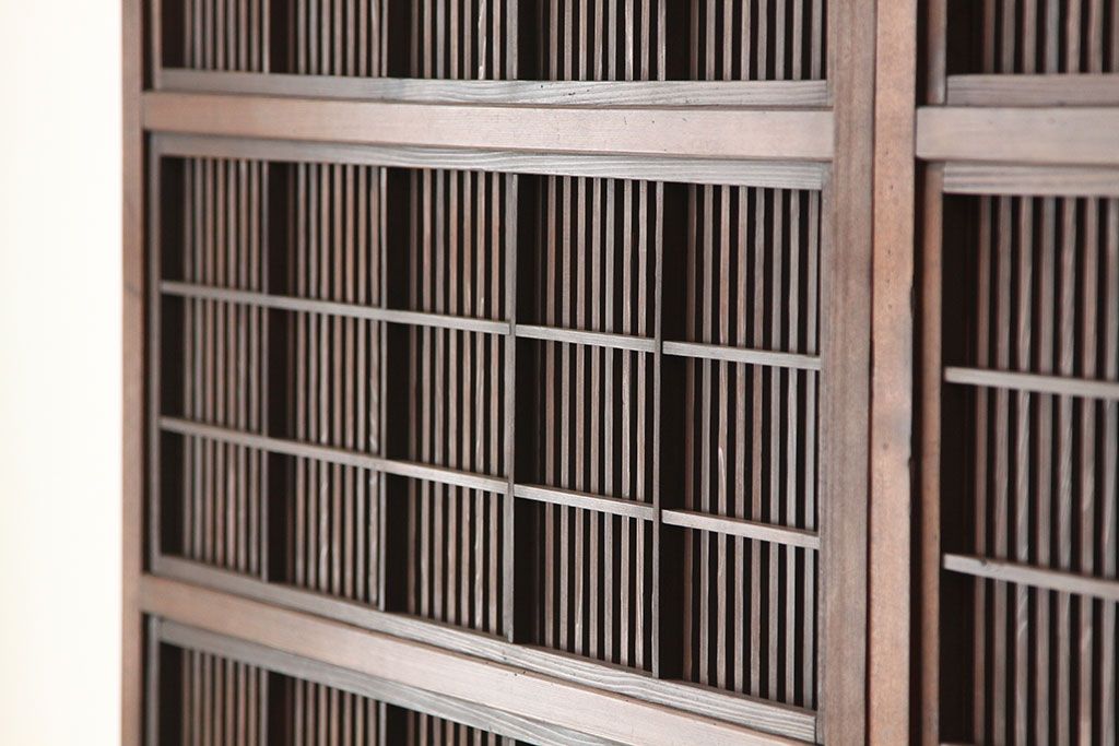 アンティーク　裏障子付格子戸4枚セット(建具・引き戸)