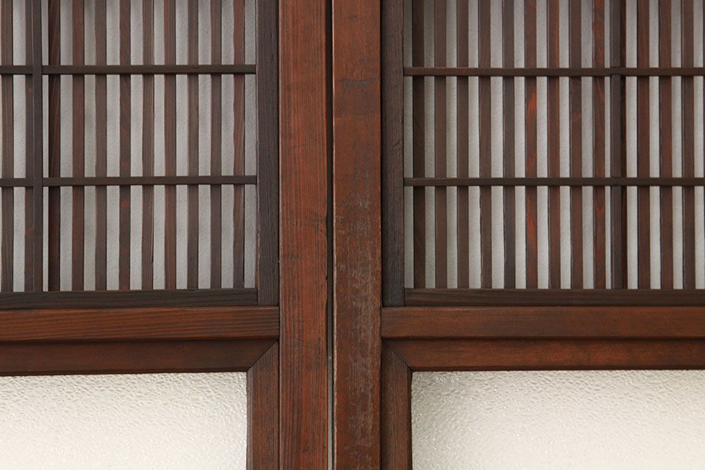 アンティーク　裏障子付格子戸4枚セット(建具・引き戸)