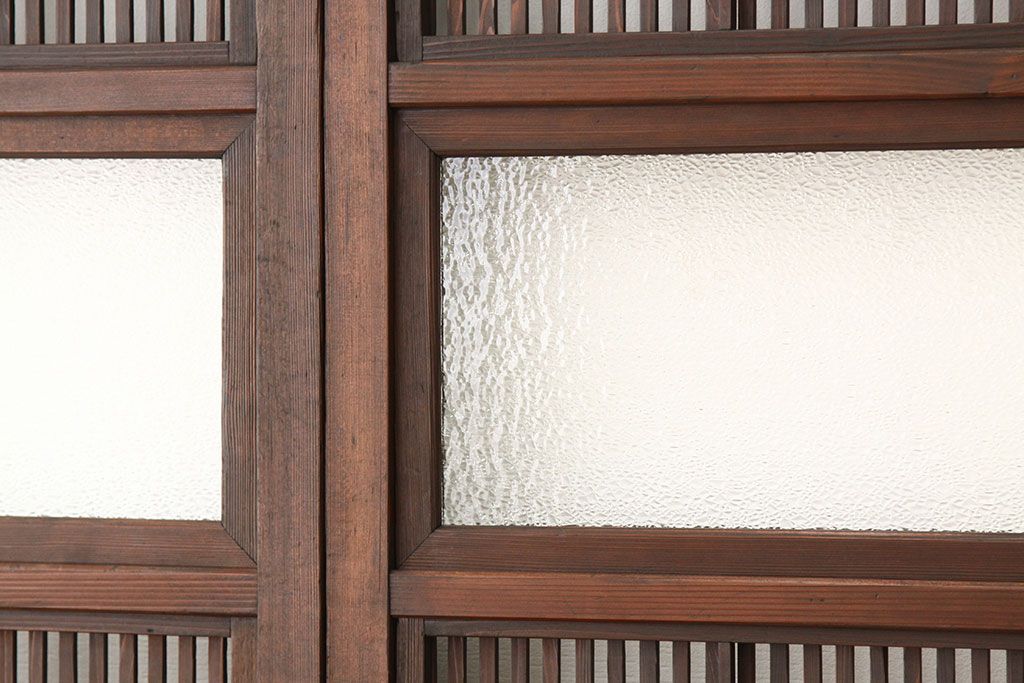 アンティーク　裏障子付格子戸4枚セット(建具・引き戸)